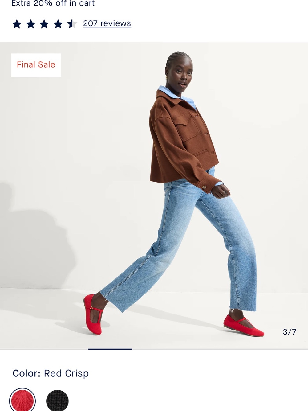 Rothy's Red T-Strap Knit Flats with Buckle - Picture 2 of 4
